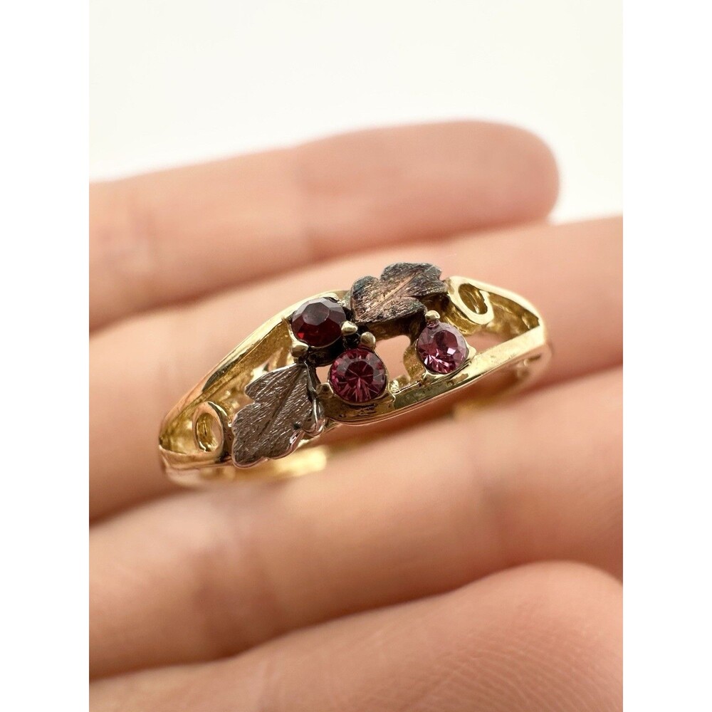 Vintage Gold Plated Leaf Stackable Ring Size 9